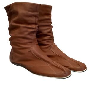 ECCO BROWN BREATHABLE LEATHER PULL ON BOOTIES SIZE 41‎